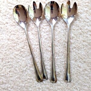 E P Zinc Italy 4 Piece Elegant Silver plated Salad Serving Set